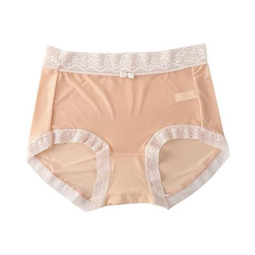 Summer ultra-thin facial mask pants, seamless ice silk underwear for women, lace edge pure cotton, sexy large size mid-waist briefs for women