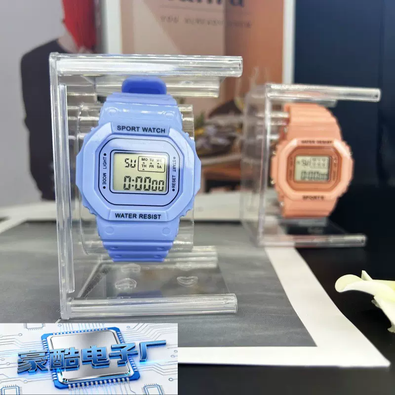 盒装网红运动小方块ins风腕表学生户外闹钟夜光电子表防水运动款