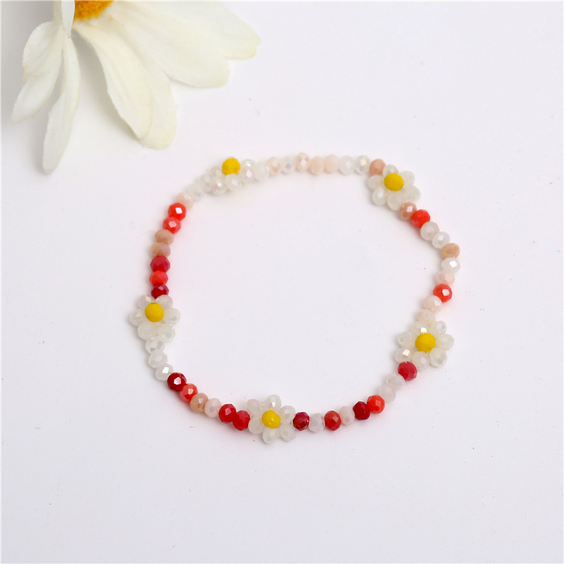 F2208001 红白混色小花水晶手链 2022.08.21