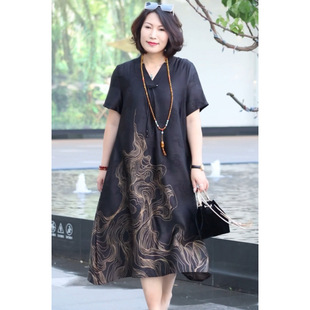 Silk Dress Summer New Thin Loose Mother's Dress Large Size Covers Belly and Looks Fashionable Mulberry Silk High-End Long Skirt