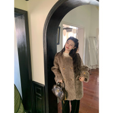 秋冬新款中长款羊剪绒卷卷毛海宁皮草气质女100绵羊毛