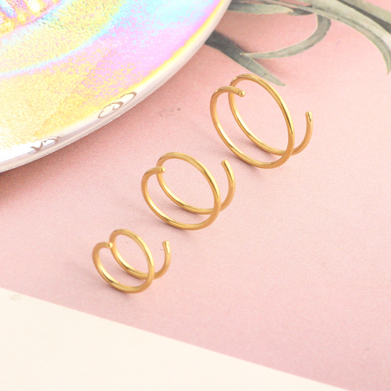 Mason's New 10mm Stainless Steel Spiral Half-Turn Double Hoop Nose Ring Ear Bone Piercing Jewelry detail image 9