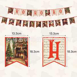 跨境圣诞节拉旗圣诞节横幅圣诞节派对圣诞装饰复古老人圣诞节横幅