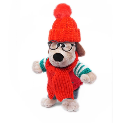 Car ornaments, Doll Tank 300 Cartoon Haver - green-and-white-striped-sweater-wearing-bulldog-with-red-hat