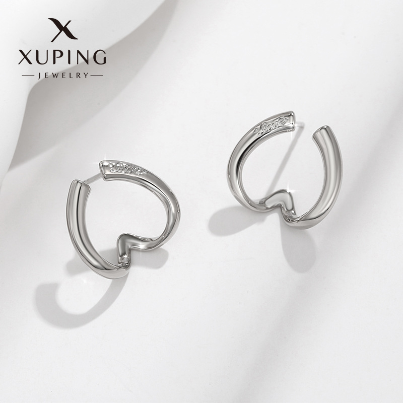 Pendientes de Aleación Xuping, Nuevos Pendientes Simples en Forma de Corazón, Pendientes de Corazón de Alta Gama de Celebridades de Internet, Pendientes de Estilo Nicho, Joyería para Mujer