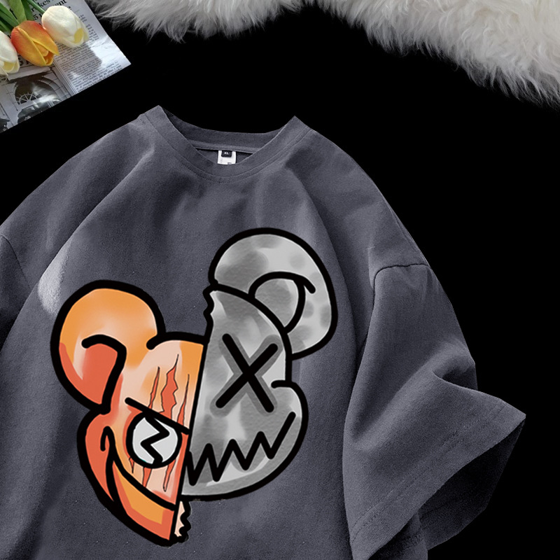 Camiseta de manga corta de estilo americano para mujer 2023 nuevo diseño de nicho pareja superior verano perezoso juventud media manga