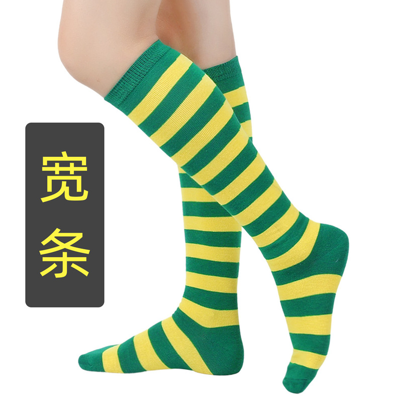 跨境夏款条纹中筒袜女士cos袜及膝袜运动袜欧美表演袜条纹小腿袜|undefined