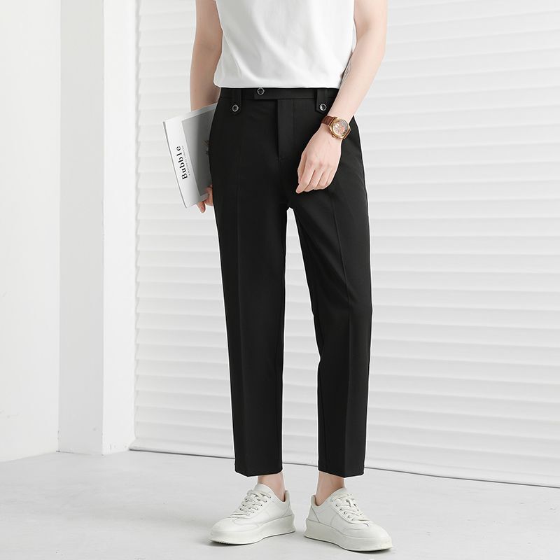 Mingge | Solid Color Simple Versatile Wrinkle-Resistant Drape Men's Summer New Slim Straight Casual Pants