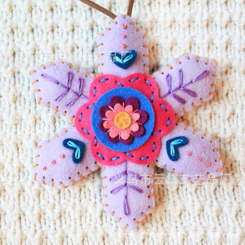 跨境新品 Embroidered Felt Christmas 刺绣毛毡圣诞节雪花装饰|undefined