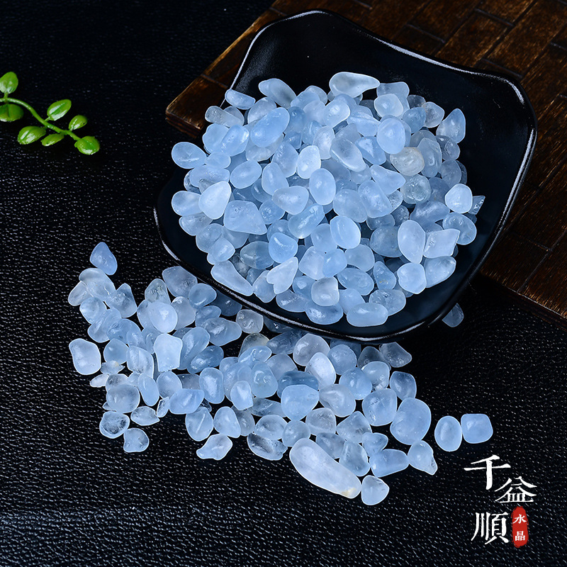 天然天青石水晶碎石小颗粒鱼缸铺垫花盆造景装饰石供佛用厂家批发