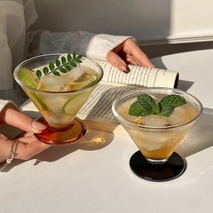 高颜值小众设计冰美式咖啡杯玻璃杯法式中古香槟杯高级冰淇淋杯子