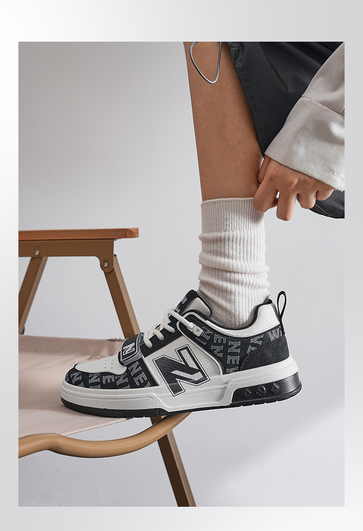 Giày sneaker unisex cổ thấp phong cách thể thao đường phố đế dày — 598-2 Trắng Đen chi tiết 8