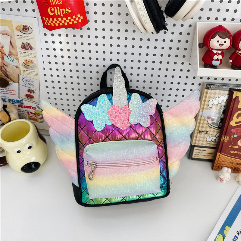 Arco de diamante extranjero bolsas escolares para bebés alas pequeñas de amor mochila de moda para niños y niñas mochila de sequillas de moda para niños