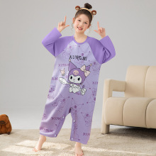 春秋季女童睡衣睡裙长袖儿童女士可爱卡通爬行服中大童连体衣纯棉