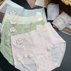 Xiaoxiangfeng 無地ジャカードハイウエスト純綿女性の下着 10A 抗菌綿ボトムブリーフ # 29