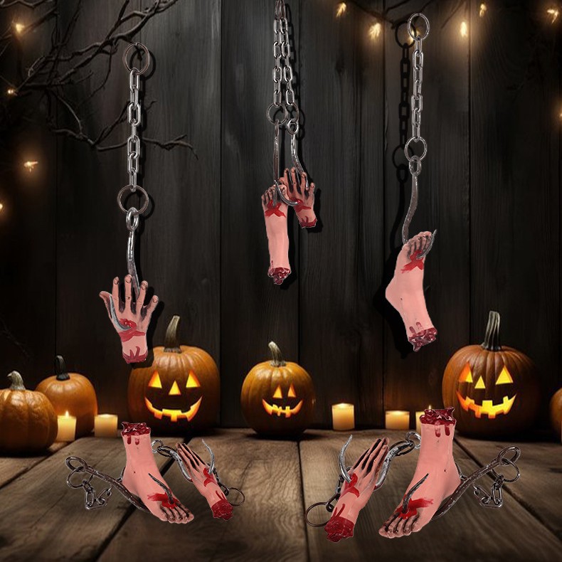Accesorios de terror de Halloween transfronterizos gancho de cadena de hierro gancho de mano cabeza de gancho de pie casa embrujada escena de habitación secreta patio decoración de terror