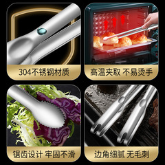 跨境304不鏽鋼食品夾批發商用自助餐日式烤肉燒烤夾子家用食物夾