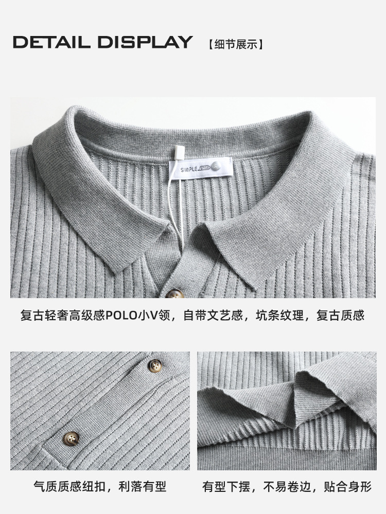 Cross-border exclusivo para 2026 hombres de verano de hielo de punto polo camiseta de manga corta camiseta de negocios de estilo europeo y americano