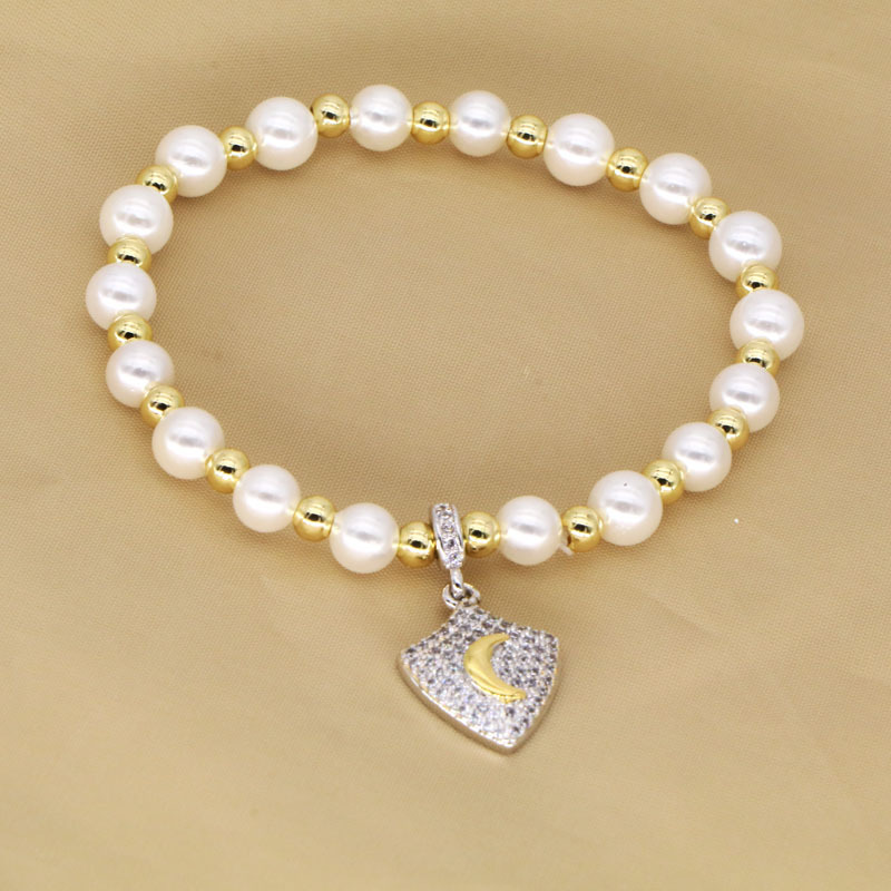 Geometric, Star, Heart Shape Pattern Modern Style Classic Style Geometric Star Heart Shape Zircon Shell Pearls Copper Wholesale Bracelets