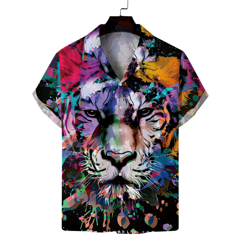Camicia uomo maniche corte stampa 3d collo cubano hawaiana_voghion.com