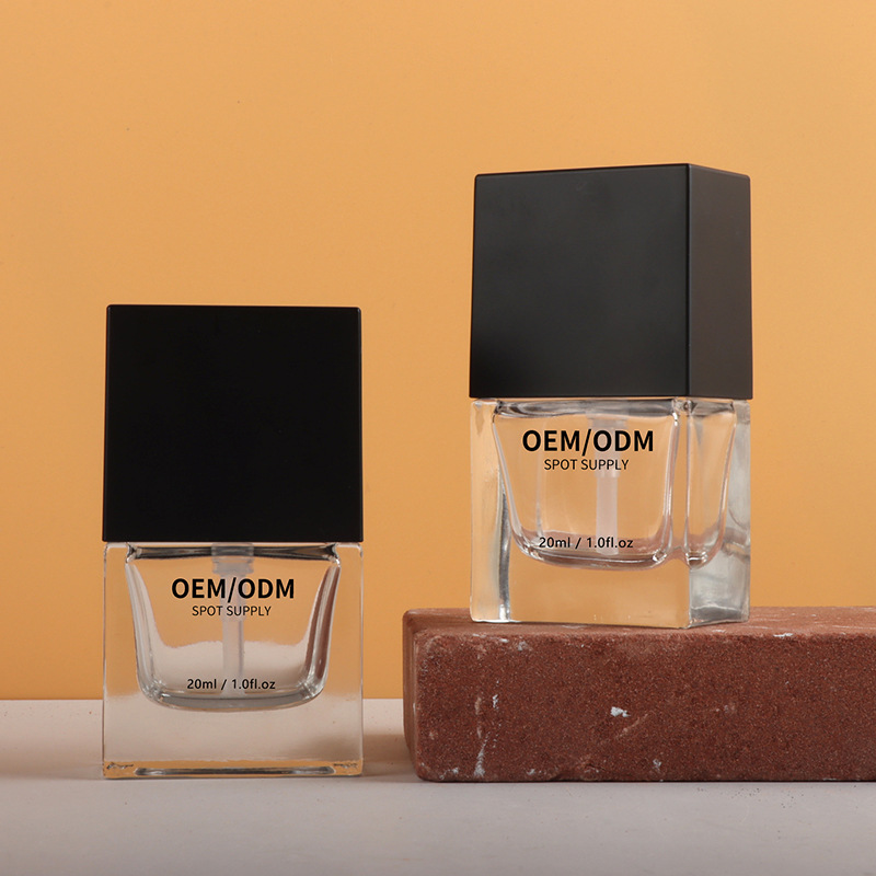 新款20ml粉底液瓶透明玻璃按压泵头瓶方形乳液瓶化妆品包材喷雾瓶