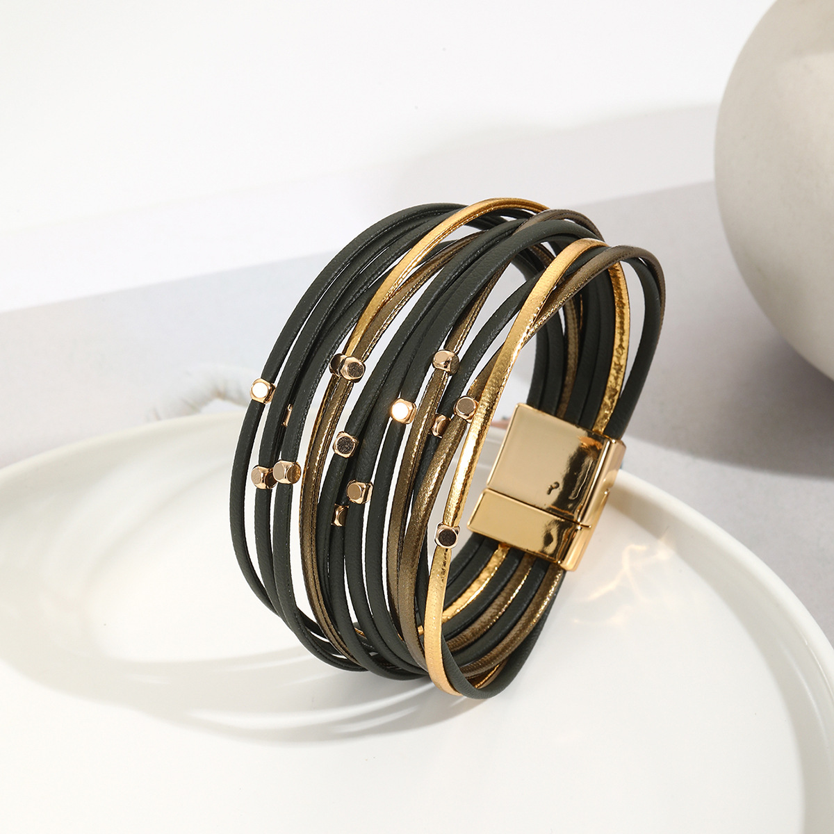 23g Weight Bracelets Classification Simple Style Geometric Pu Leather Women's Bracelets