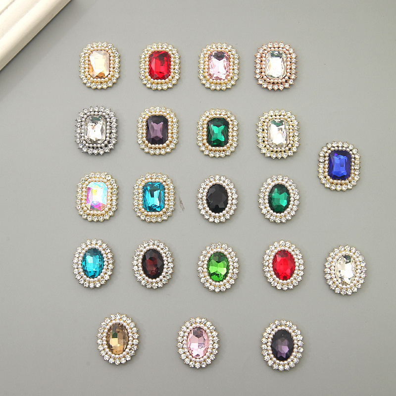 new high brightness alloy rectangular oval color diy high quality handmade rhinestone jewelry accessories factory wholesale
