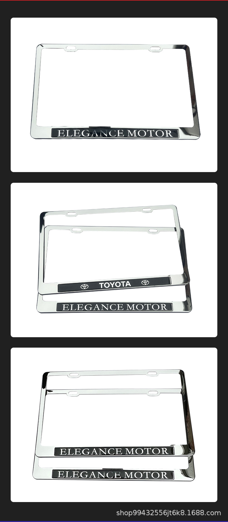 Cross-border wholesale of new specification license plate holders in black and silver, anti-fall stainless steel license plate holders for Cameroon