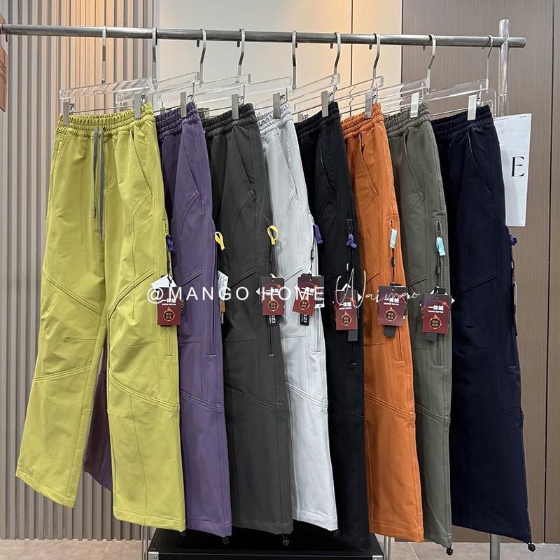 秋冬户外多巴胺！男女情侣同款户外轻量化休闲裤一体绒加绒裤9884