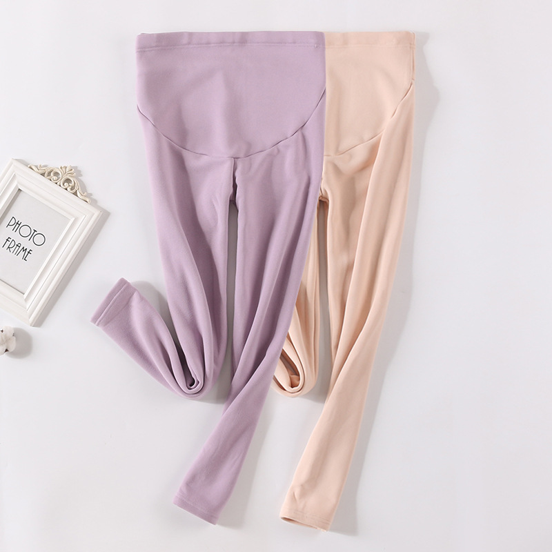 Pregnant Women fleece-lined Thickened Autumn Pants Warm Pants Fattening Extra Large Abdominal Pants Pregnant Period Leggings Adjustable Moon Pants