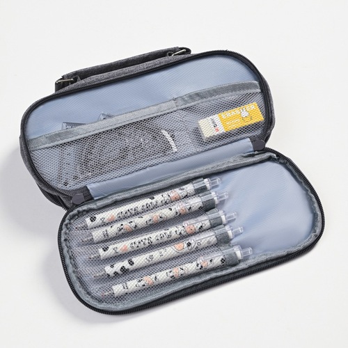 Minimalist Double-Layer Large Capacity Five-Compartment Canvas School Bag Oxford Color Pure Color Student Stationery Organizer Pencil Case