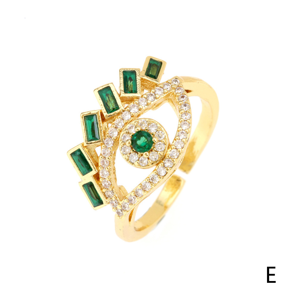 Fashion Eye Copper Inlay Zircon Open Ring 1 Piece