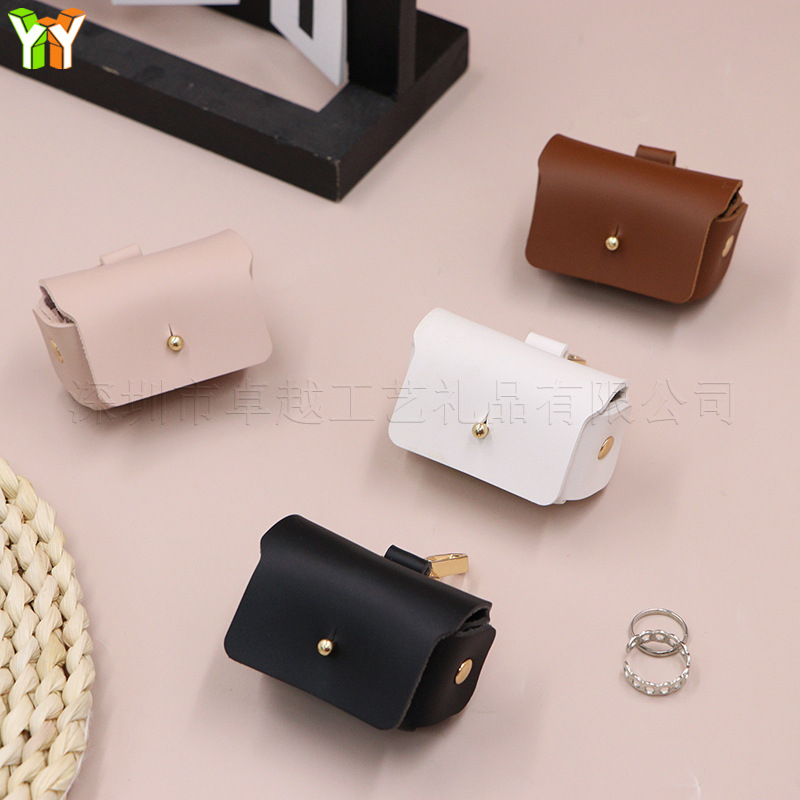 Amazon Explosive Leather Ring Bag Mini Leather Jewelry Bag New Korean Style Hanging Jewelry Storage Bag in stock