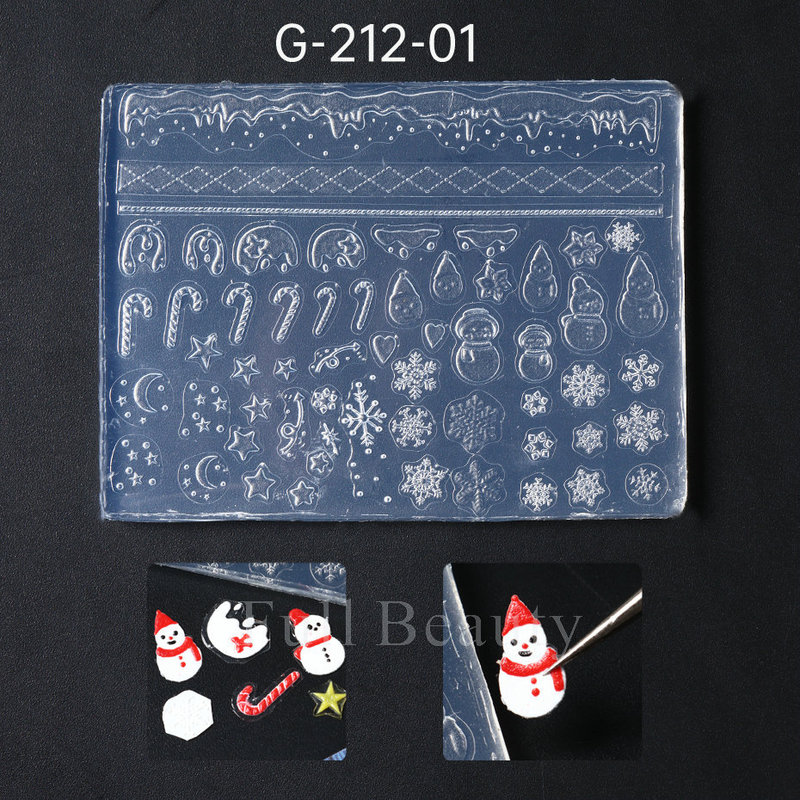 国境を越えた新しいクリスマスシリーズ雪雪雪だるまサンタクロースネイルシリカゲル金型彫刻浮き彫り立体金型|undefined