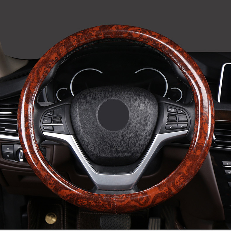 Wood Grain Four-Season Car Steering Wheel Cover Suitable for Volkswagen Passat, Magotan, Toyota Camry, Honda Accord