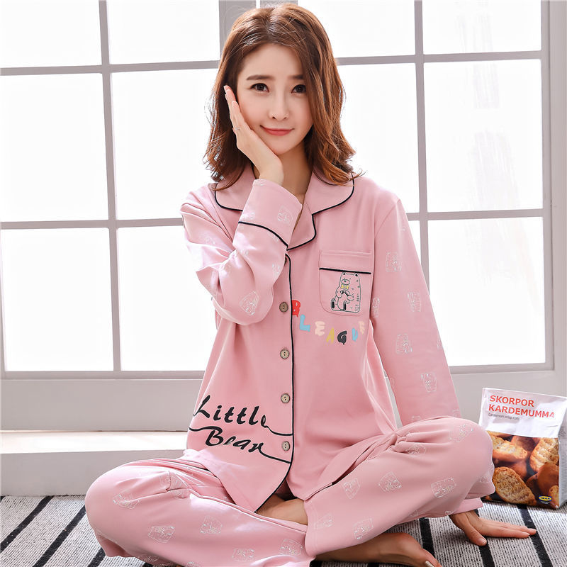 Pijamas ropa para el hogar de las mujeres de mediana edad y ancianos primavera y otoño manga larga 100% algodón más traje de tamaño