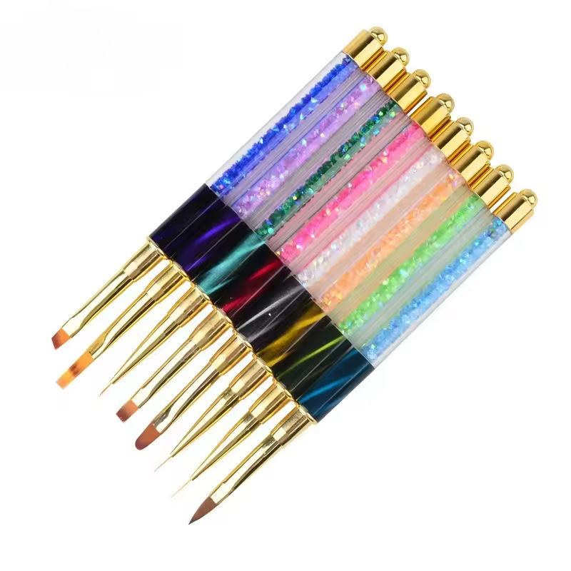 Foreign trade metal color nail art brush wholesale high quality nylon hair nail brush set hot sale with factory price