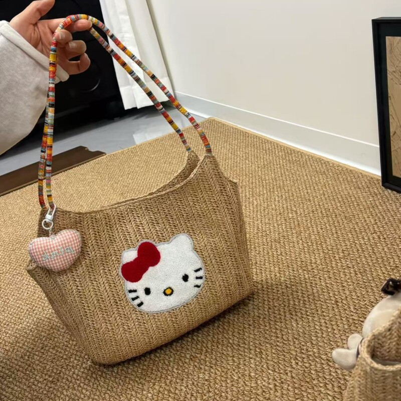 Straw Woven Bag with Cartoon Cute Design, Suitable for Commuting to Work, Fashionable and Trendy, Unique Design, Versatile, Casual Shoulder Bag Straw Woven Bag with Cartoon Cute Design, Suitable for Commuting to Work, Fashionable and Trendy, Unique Design, Versatile, Casual Shoulder Bag