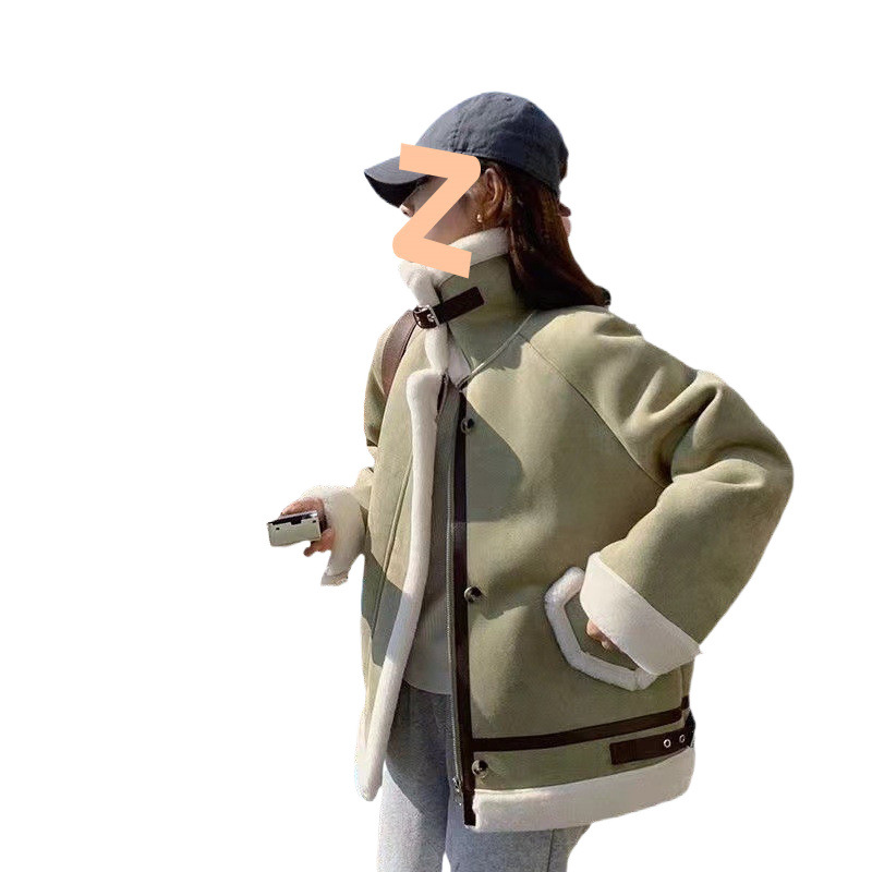 양고기 양모 코트 여자 2025 년 겨울 새 한국식 루즈 모피 원피스 스웨이드 루즈 코트