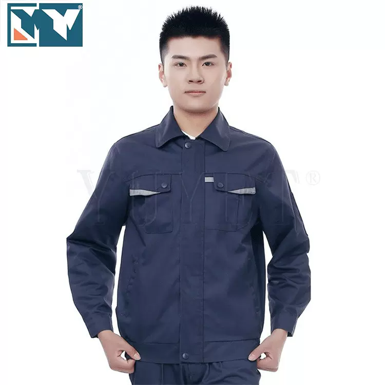 厂家现货供应涤棉劳保工作服套装男士工作服批发男款劳保制服采购