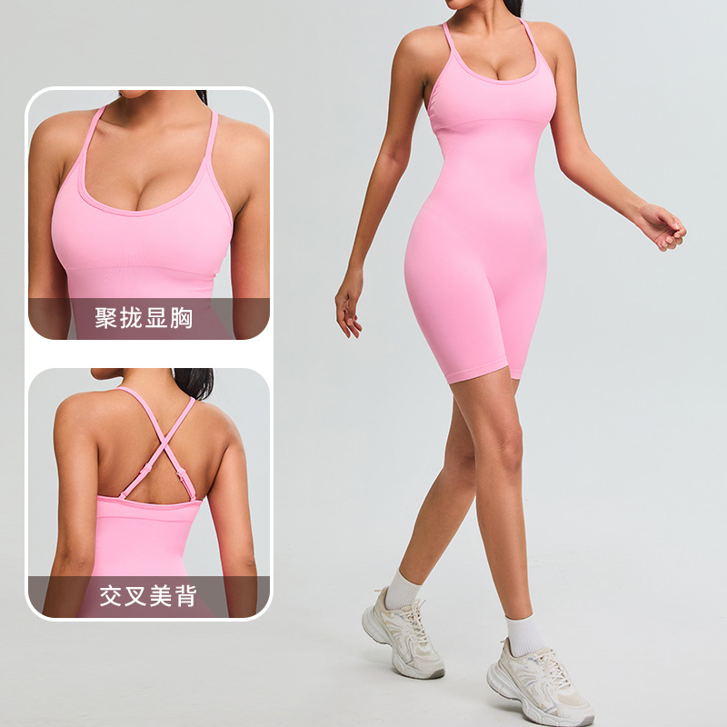 Nuevo estilo europeo y americano eslinga hermosa espalda yoga sin costuras mono mujer ajustado y delgado levantamiento de cadera fitness mono ropa deportiva