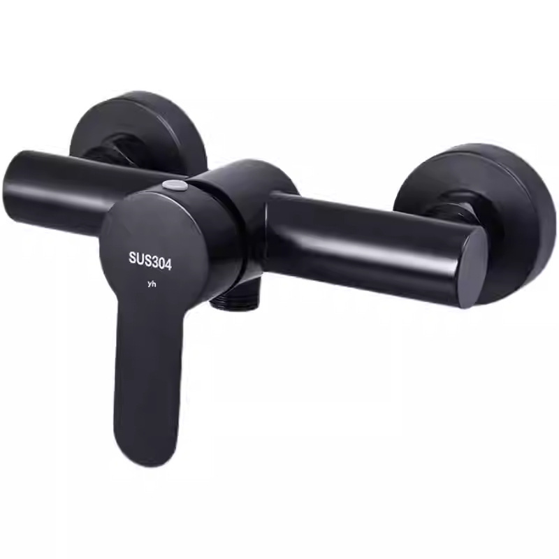 Nórdico negro simple conjunto de ducha de ducha caliente y fría boquilla de ducha de baño baño válvula de mezcla de acero inoxidable image 6