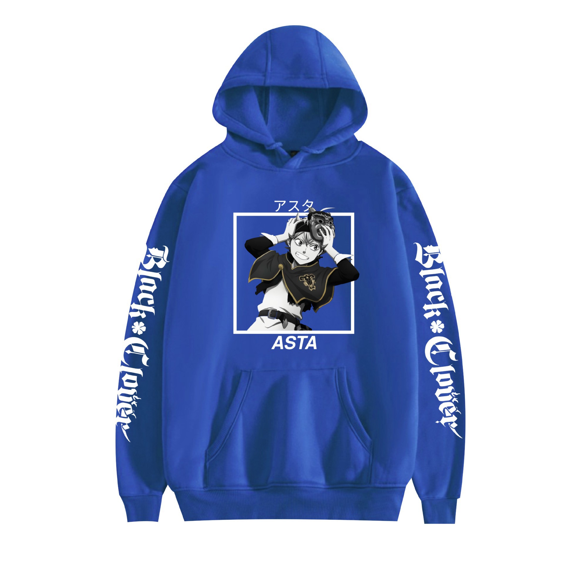 Suéter con capucha periférico de animación de trébol de cuatro hojas negro bidimensional marca de moda sudadera con capucha suelta casual más chaqueta de terciopelo nuevo