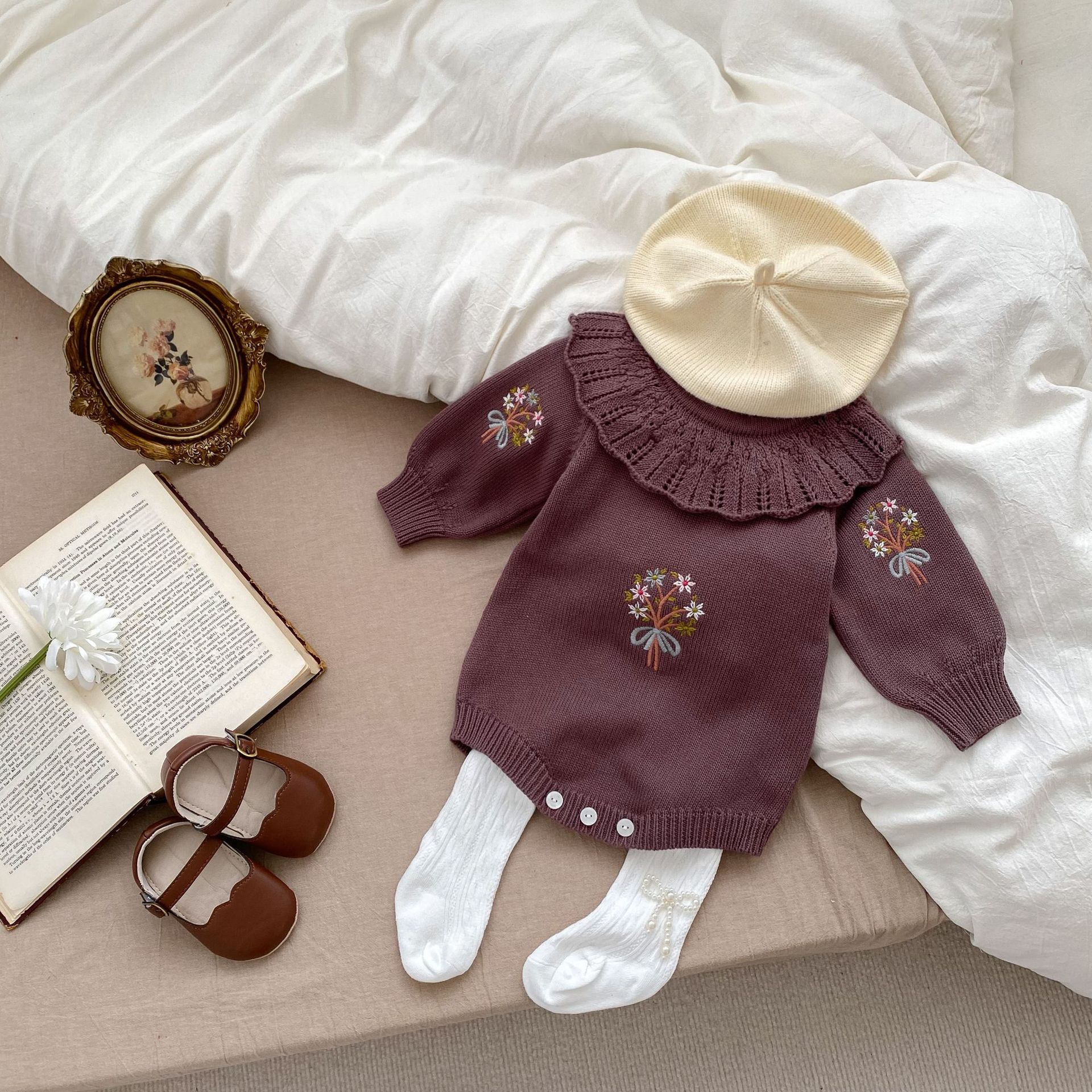 Cute Flower Cotton Baby Rompers display picture 2