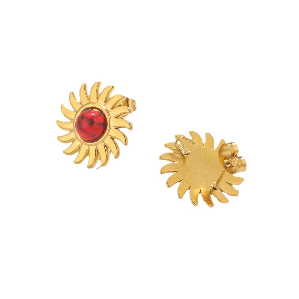 Pendientes de girasol de piedra natural de acero inoxidable pendientes de acero de titanio pendientes de piedra Ojo de Tigre pendientes de accesorios de joyería DIY