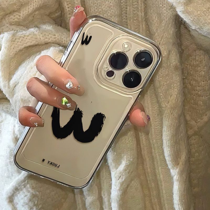 Letter M for iPhone15/14/13 phone case 12promax soft 16xs Apple 11x text control simple