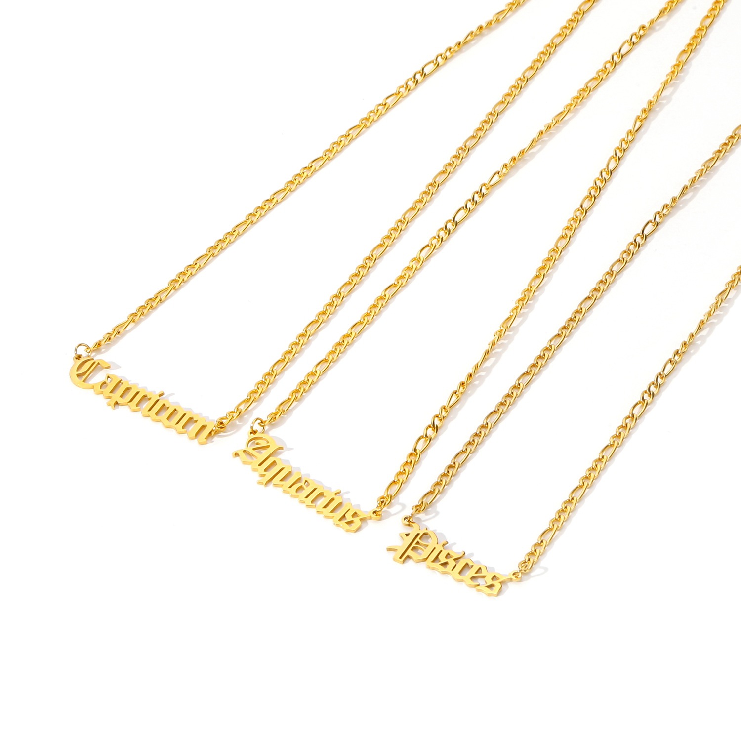 Real Gold Plated Plating Material PVD Coated Real Gold Plated Constellation 304 Stainless Steel Simple Style Waterproof Non Tarnish Stainless Steel Lobster Trigger Clasp Closure Pendant Necklace