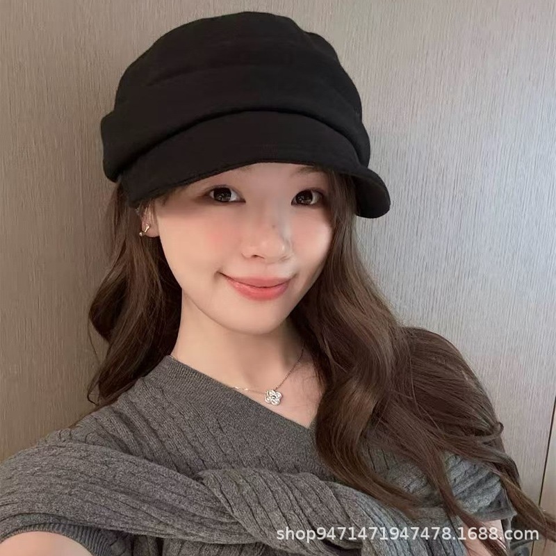 日系简约贝雷帽女秋冬韩版百搭显脸小八角帽文艺复古报童画家帽子|undefined