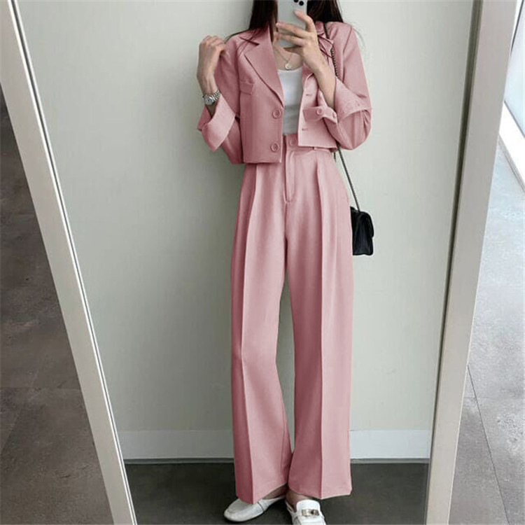 新品2022春夏秋季网红休闲英伦风小西套装女士短款韩版西服上衣详情29