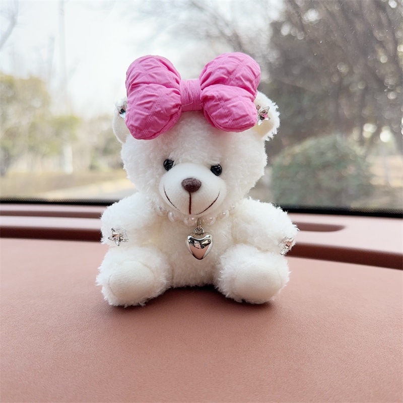 Creativo lindo cartón de dibujos animados peluche oso montado en la consola central decoraciones de automóviles accesorios de automóviles accesorios de automóviles para hombres y mujeres